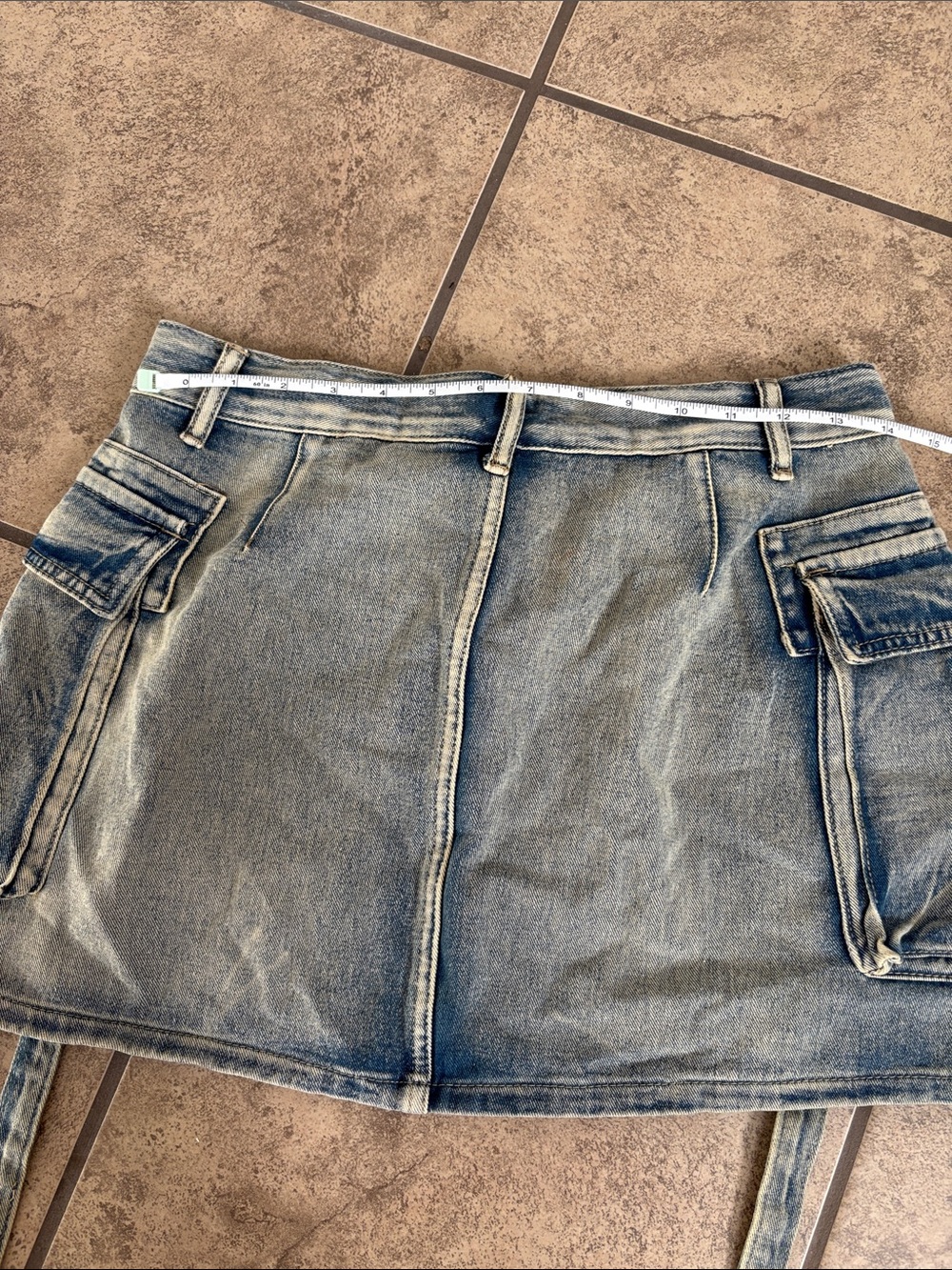 Blue Faded Mini Skirt Size Large - Picture 4 of 4